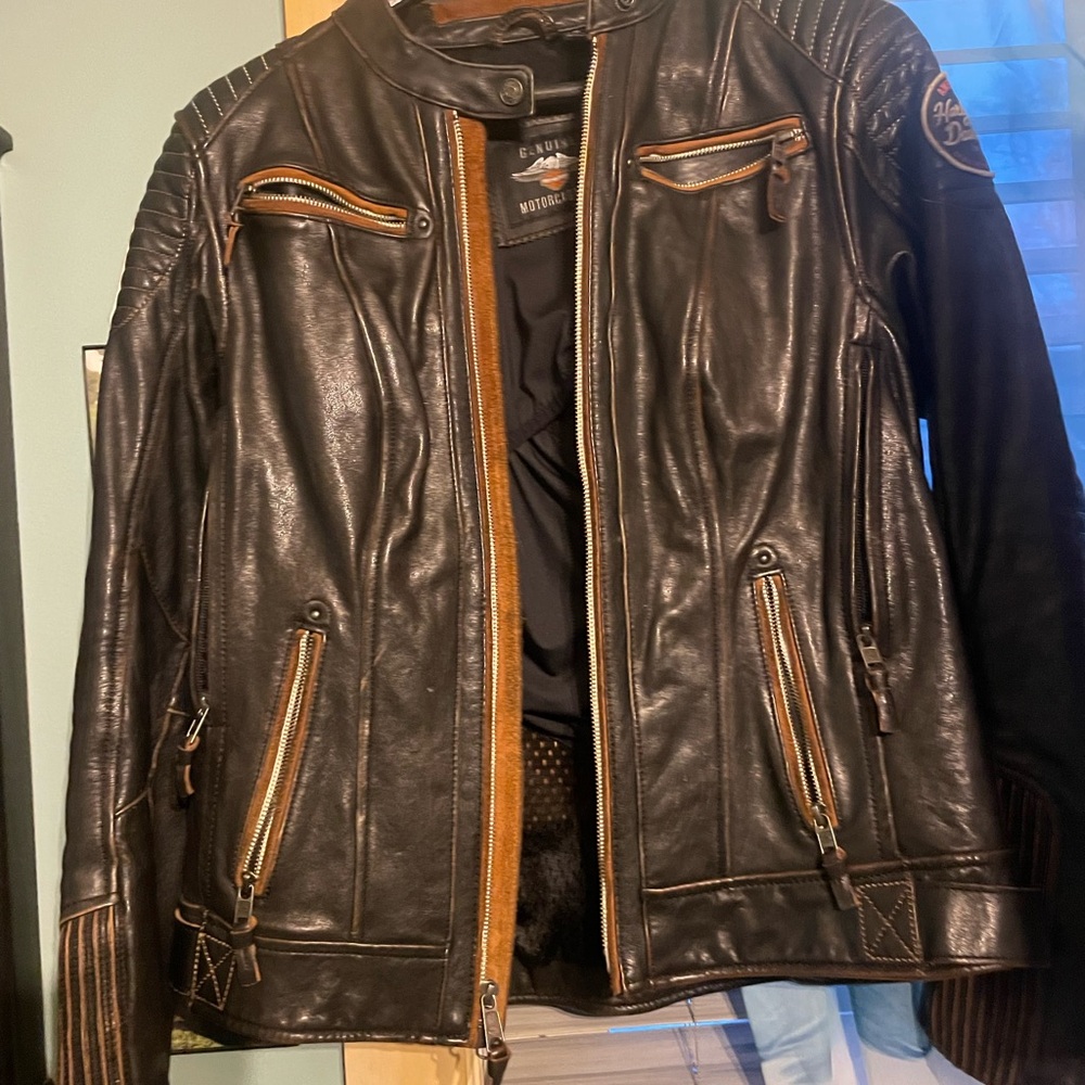 Harley-Davidson MAIZE woman’s authentic Black and Brown Leather Jacket NEW!